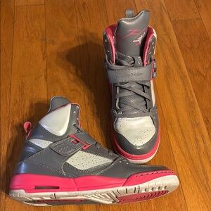 Girls Gray and Pink High-Top Sneakers